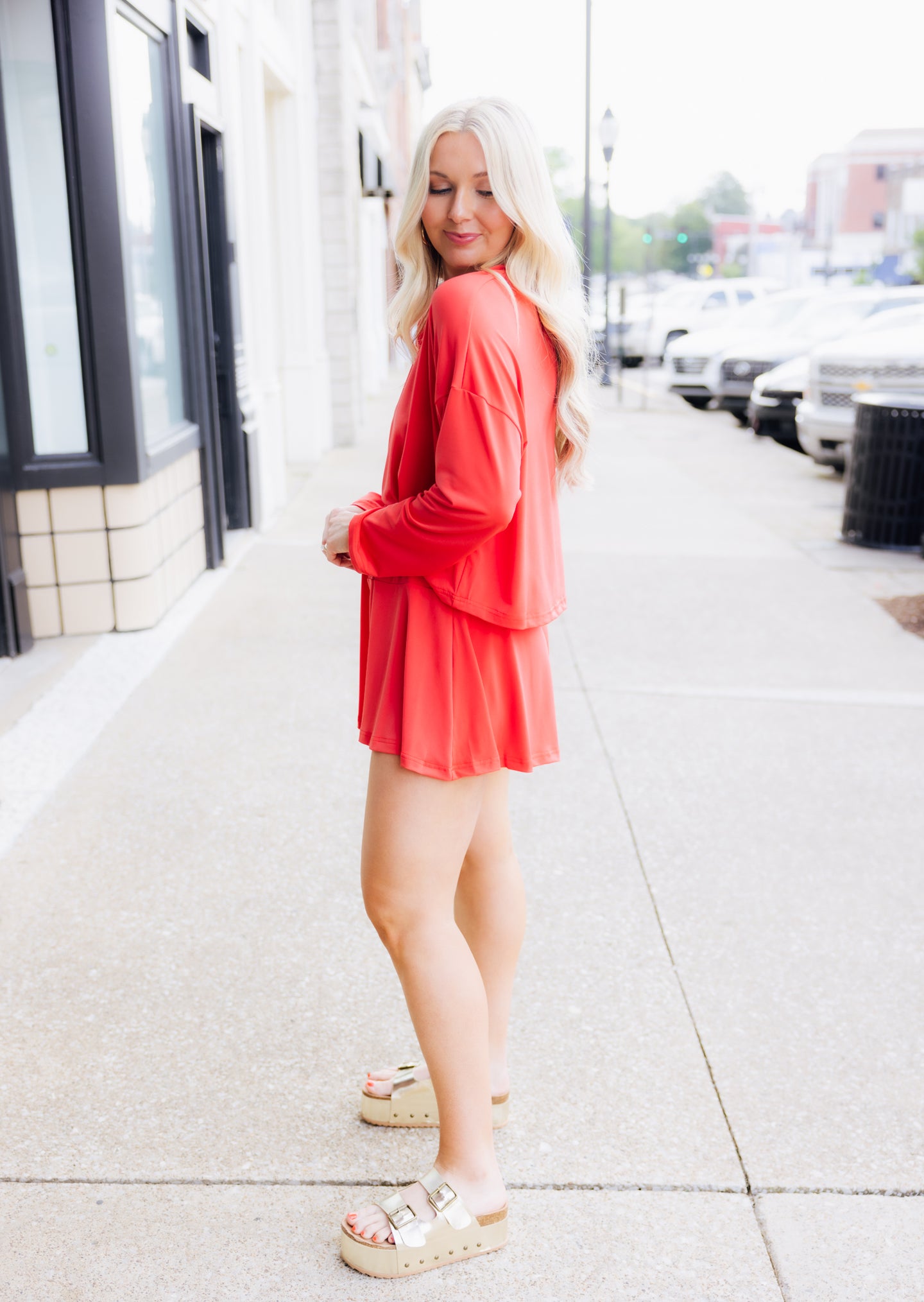 Coral Red Comfy Short Set